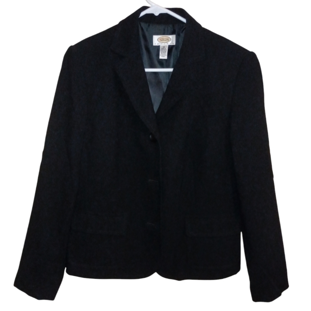 Talbots Petites Black 100% wool 3 button lined Blazer size 10